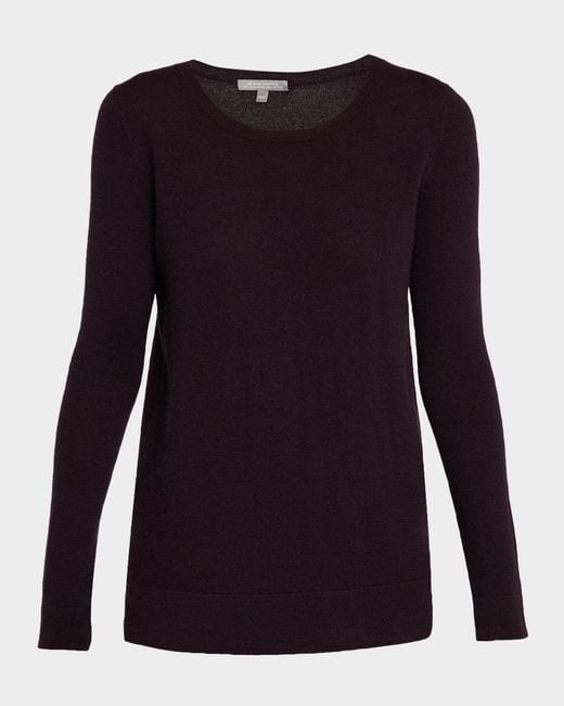 Neiman Marcus Black Cashmere Basic Crewneck Top