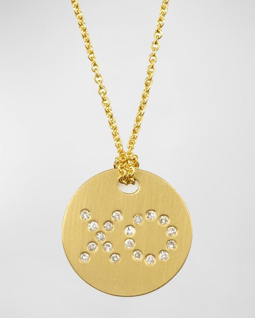 Roberto Coin Metallic Diamond Xo Medallion Necklace