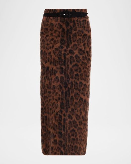 Adam Lippes Brown Levi Belted Brushed Cashmere Midi Skirt