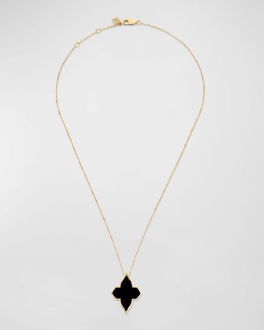 Farah Khan Atelier White 18k Yellow Gold Piano Black Minimalistic Necklace, 16-18"l