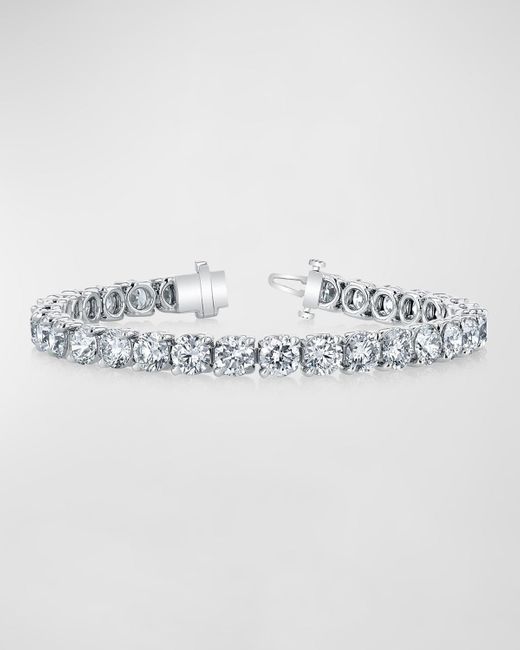 Neiman Marcus Metallic Platinum Round-Cut Diamond Buttercup Tennis Bracelet