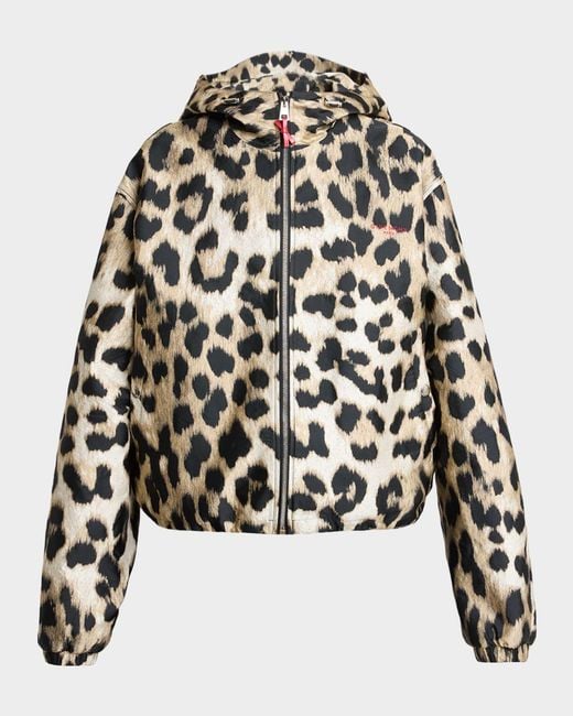 Givenchy Black Leopard-Print Crop Windbreaker Jacket