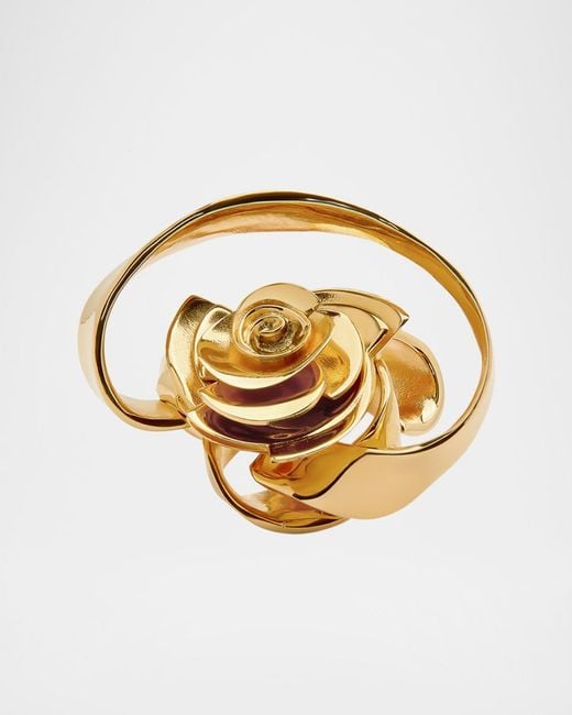 Oscar de la Renta Women's Metallic Geometric Rose Ring