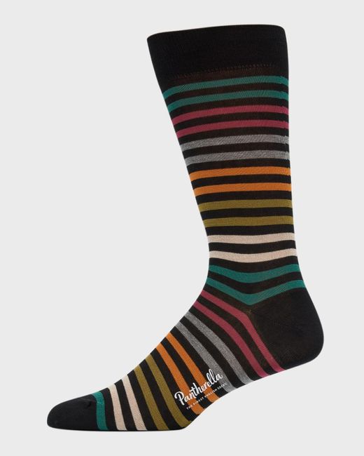 Pantherella Black Stripe Crew Socks for men