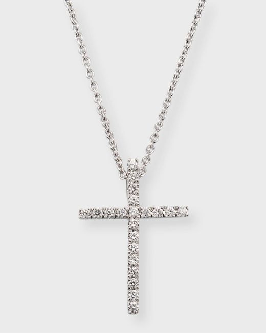 Lisa Nik 18k White Gold Diamond Cross Necklace