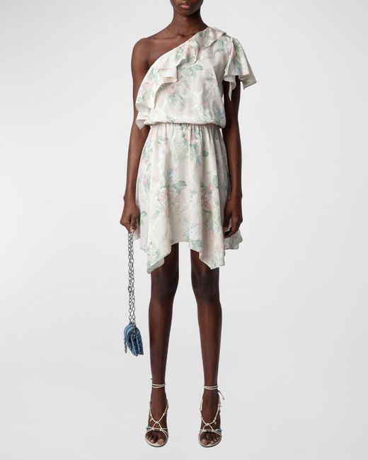 Zadig & Voltaire Multicolor Robbie Asymmetric Ruffle Mini Dress