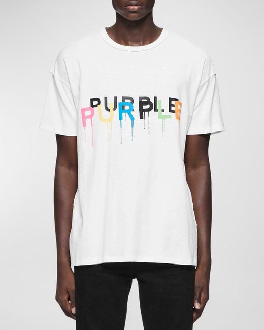 Purple White Painted Wordmark T-Shirt for men