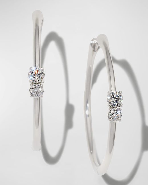 Roberto Coin White 18k Double-diamond Hoop Earrings