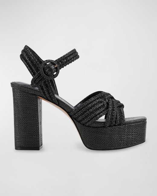 Marc Fisher Black Chesse Woven Crisscross Ankle-strap Platform Sandals