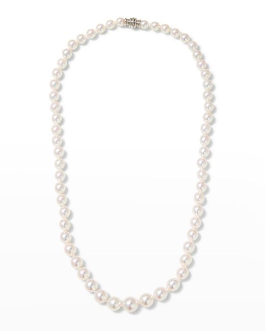 Assael 18" Akoya Cultured Graduated 6.5-9.5mm Pearl Necklace With White Gold Clasp