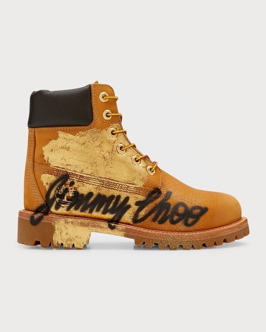 Jimmy Choo X Timberland Graffiti Utility Boots in Brown | Lyst