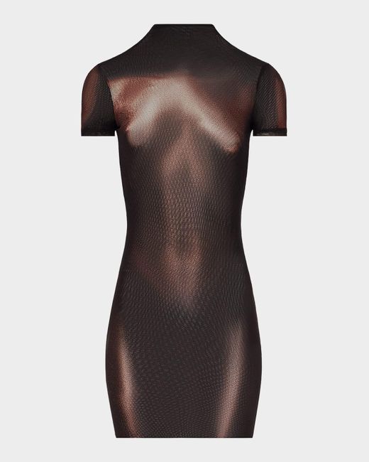 Jean Paul Gaultier Women's Brown Body Dust Print Tulle Short-Sleeve Mini  Dress