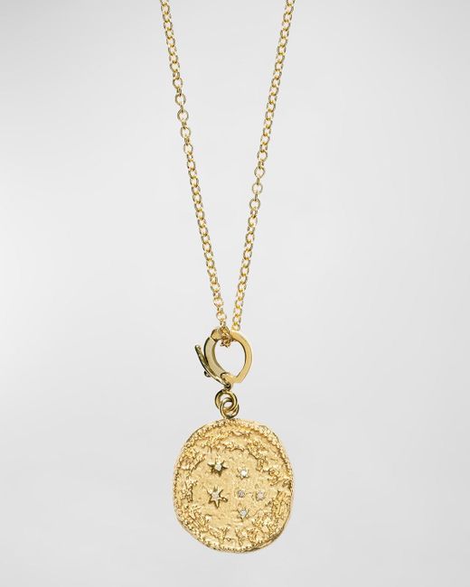 Azlee Metallic Zodiac Small Diamond Coin Necklace