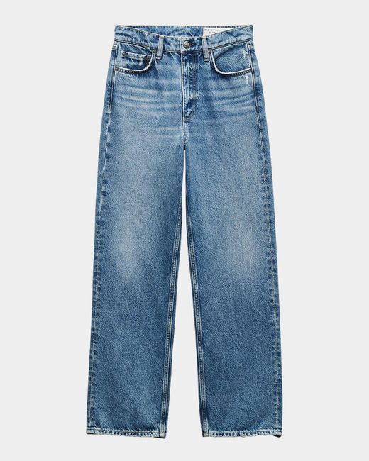 Rag & Bone Blue Shea High-Rise Relaxed Straight Ankle Jeans
