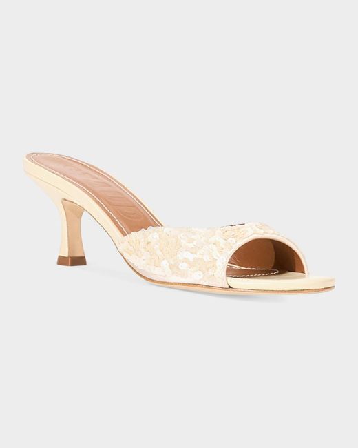 Staud Natural Brigitte 55Mm Sequin Sandals