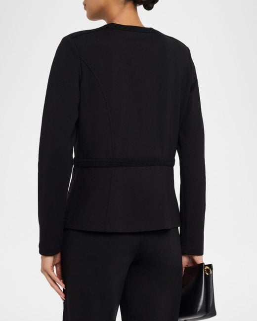 Misook Black Round Neck Cotton-Blend Jacket