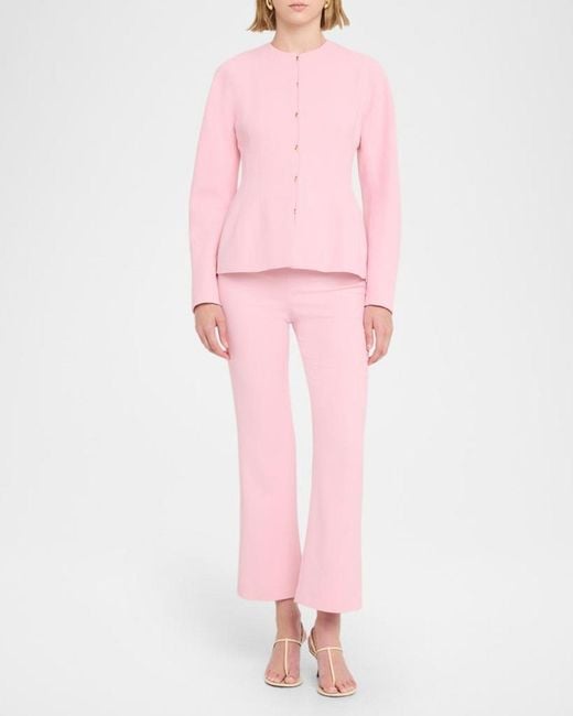 Alberta Ferretti Pink Collarless Peplum Jacket