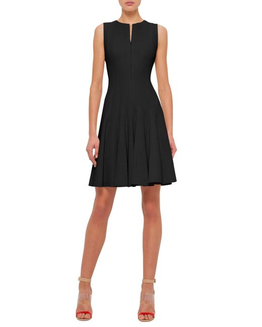 Akris Black Sleeveless Zip-front Seamed A-line Dress