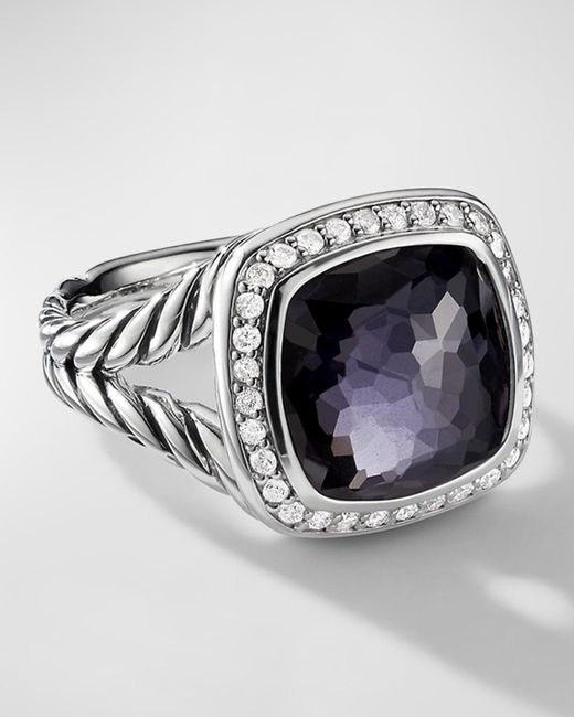 David Yurman Metallic Albion Ring With Gemstone And Diamonds In Silver, 11mm