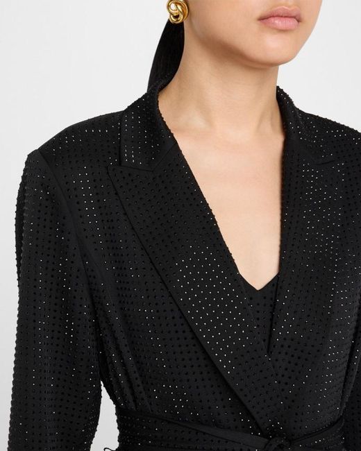 Emanuel Ungaro Black Rhinestone Wrap-Front Jacket