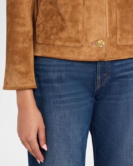Arma Brown Sogno Button-Front Gritty Suede Jacket