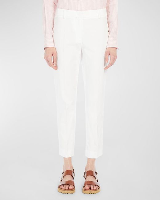 Weekend by Maxmara White Cecco Cropped Stretch Cotton Pants