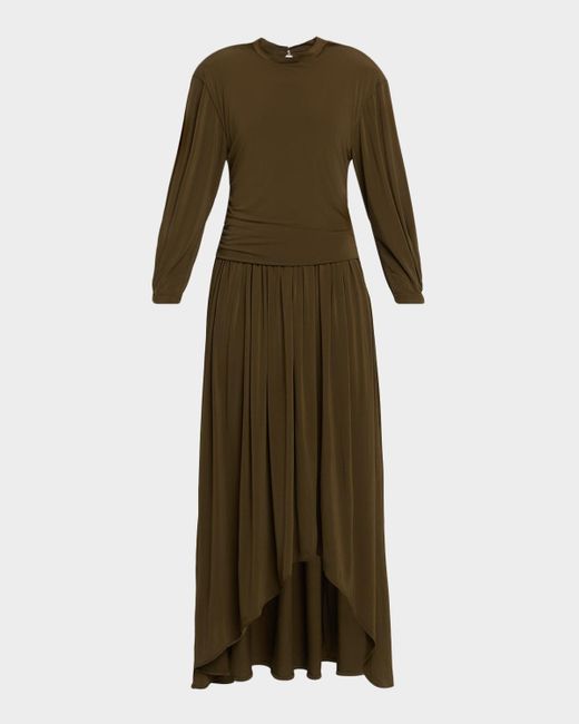 IRO Green Glinda Draping High-Low Maxi Dress