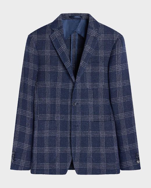 Bugatchi Blue Apos;S Windowpane Two-Button Blazer for men