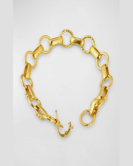 Elizabeth Locke Metallic 19K Torcello Link Bracelet With Circle Clasp