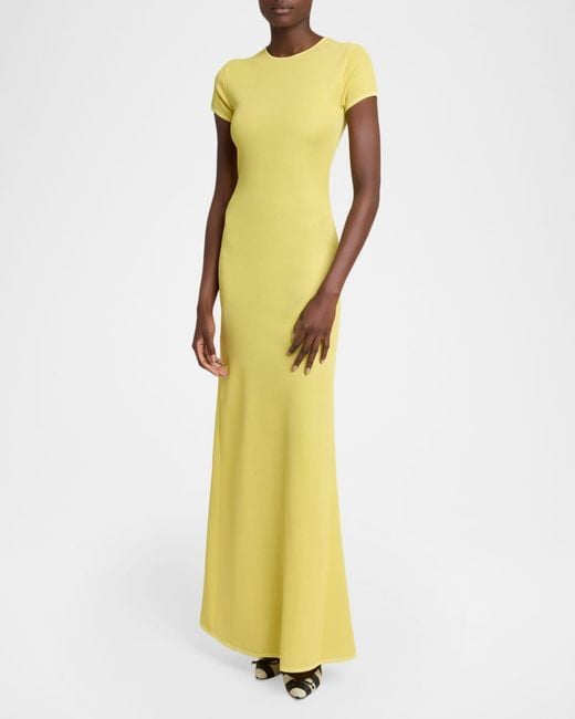 Jacquemus Yellow Solid Knitted Maxi Dress