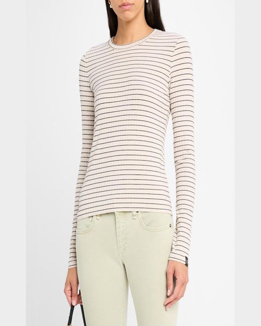 Rag & Bone Natural Luca Stripe Long-Sleeve Top