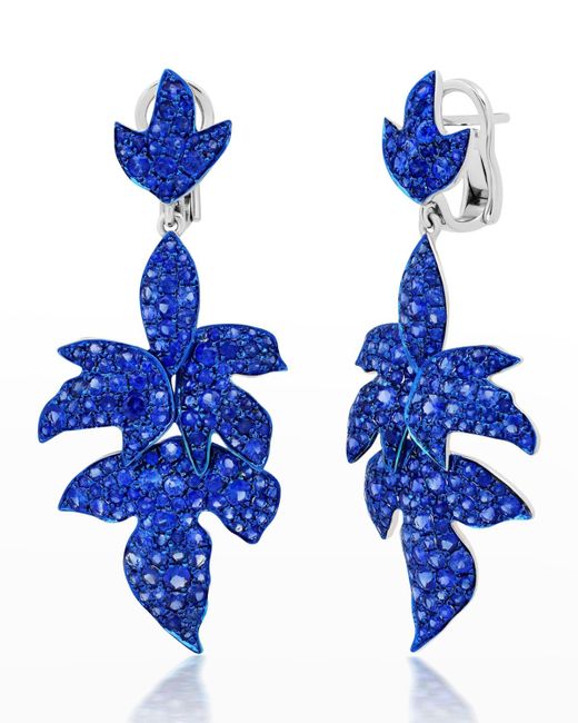 Graziela Gems Blue Sapphire Pave Dangle Earrings
