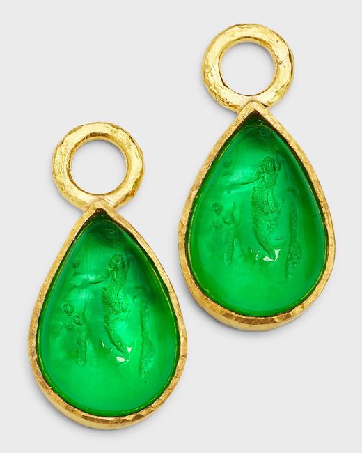 Elizabeth Locke Green 19K Venetian Crystal Pear Earring Charms