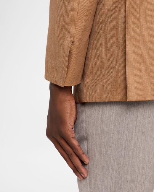 Brioni Brown Apos;S Single-Breasted Herringbone Blazer for men