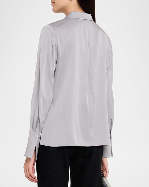 Kobi Halperin Gray Larissa Split-Cuff Button-Down Blouse
