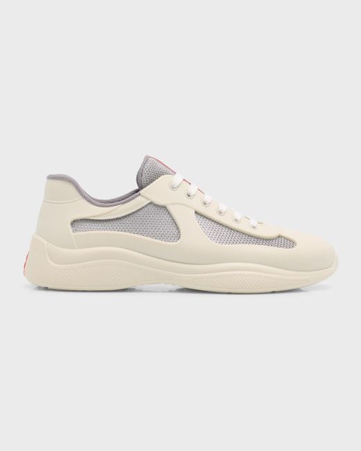 Prada White Americas Cup Rubber Trainer Sneakers for men