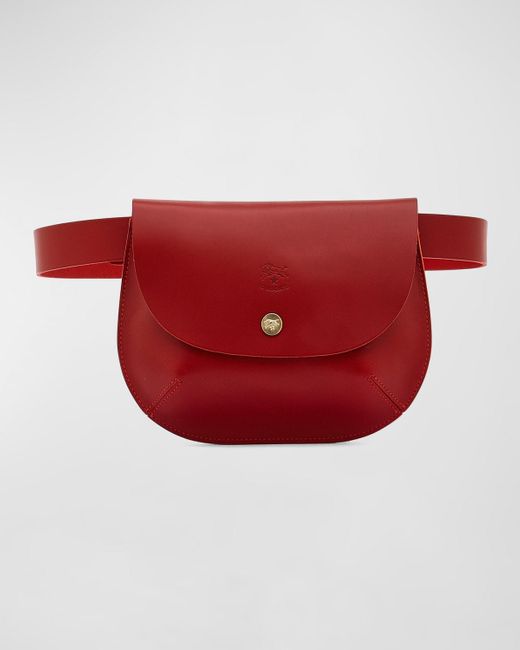 Il Bisonte Red Vachetta Leather Belt Bag