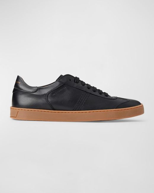 Bruno Magli Blue Bono Low-Top Leather Sneakers for men