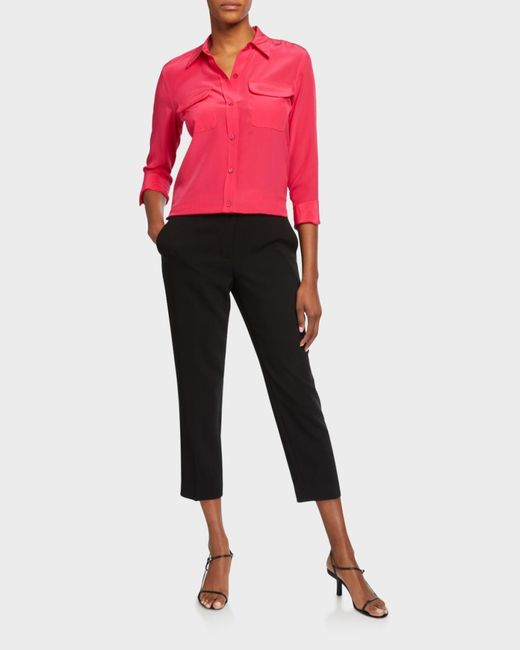 Theory Black Treeca Cropped Pull-On Pants