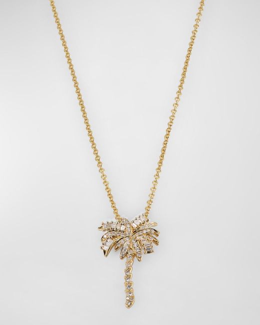 Anita Ko White 18K Diamond Palm Tree Pendant Necklace