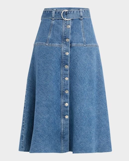 Rails Blue Loma Belted Denim Midi Skirt