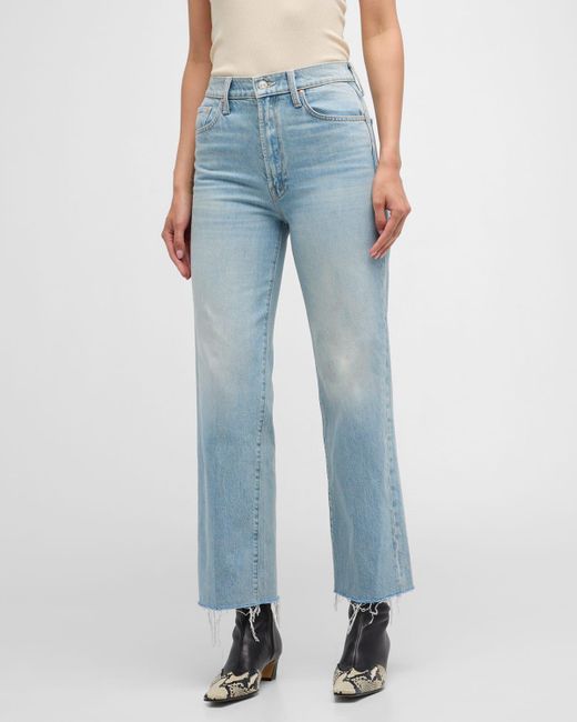 Mother Blue The Rambler Zip Ankle Fray Jeans