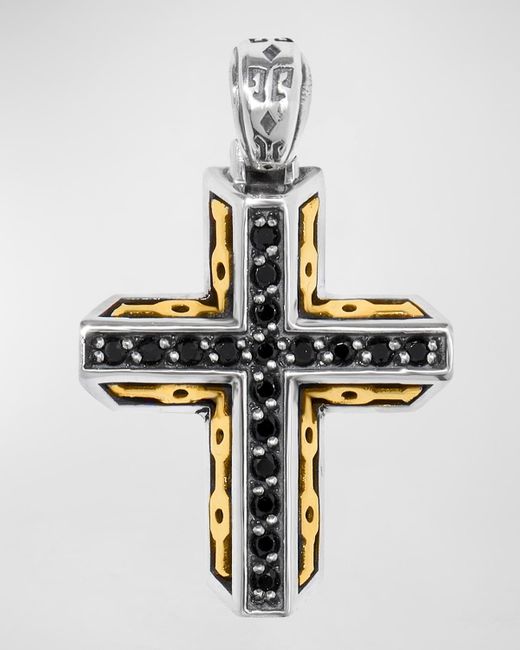 Konstantino Metallic Arc Two-Tone Spinel Cross Pendant for men