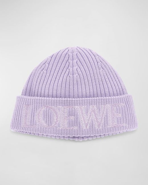 Loewe Purple Blurred Logo Wool Beanie