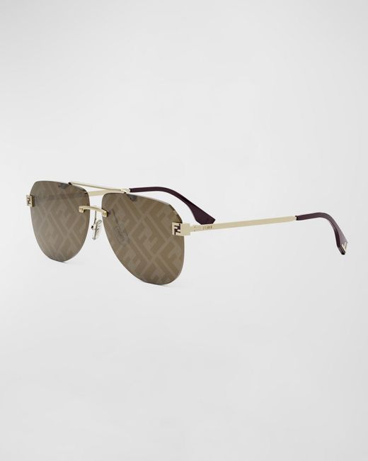 Fendi Metallic Sky Monogram Metal Sunglasses for men