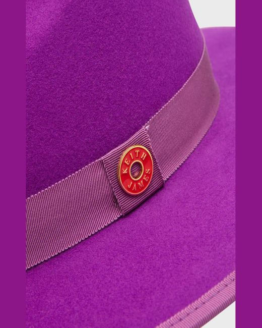 Keith James Purple Queen Red-brim Wool Fedora Hat for men