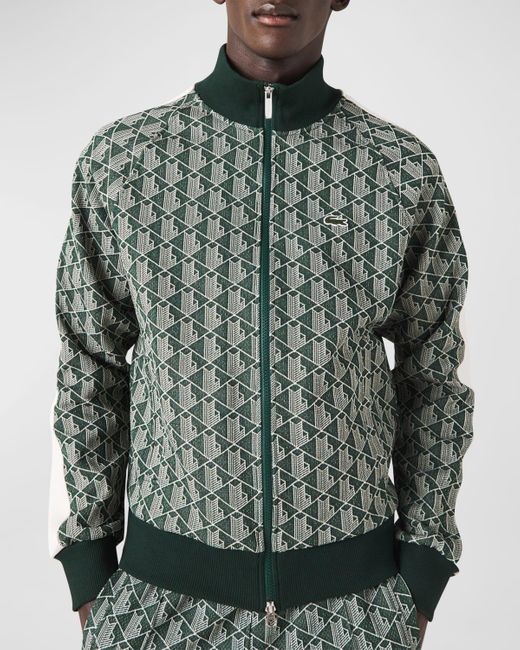 Lacoste Green Monogram-print Sweatshirt for men
