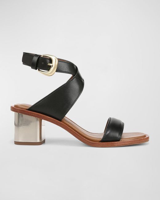 Vince Metallic Dalia Leather Block-heel Sandals