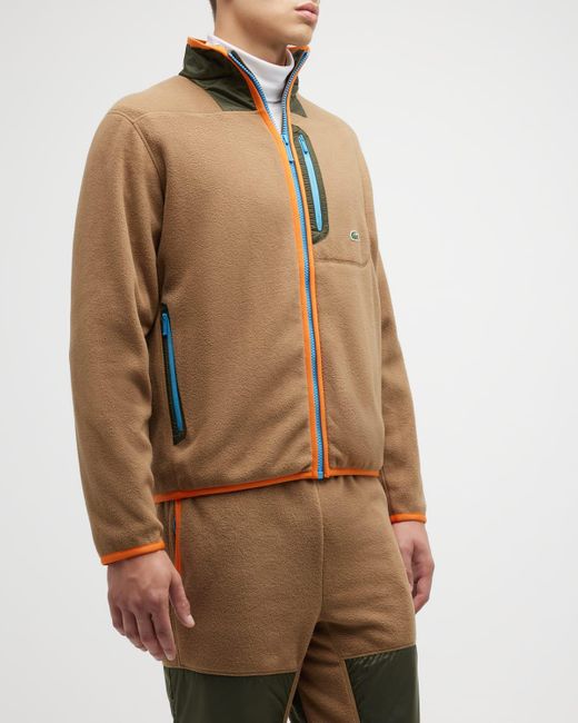 Lacoste Brown Full-Zip Fleece Sweatshirt for men