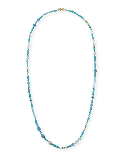Splendid Blue 18K Bohemian Mixed-Stone Necklace, 48"L